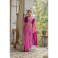 Generic Women's Silk_Blend Ethnic Ikat Pattern Saree With Unstitched Blouse 5.5Mtr (Pink)