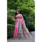 Generic Women's Faux_Tussar Ethnic_Print Saree With Unstitched Blouse 5.5Mtr (Pink)