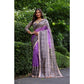 Generic Women's Faux_Tussar Ethnic_Print Saree With Unstitched Blouse 5.5Mtr (Purple)