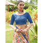 Generic Women's Faux_Tussar Kalamkari_Print Saree With Unstitched Blouse 5.5Mtr (Blue)
