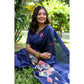 Generic Women's Faux_Tussar Floral Saree With Unstitched Blouse 5.5Mtr (Navy_Blue)