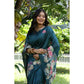 Generic Women's Faux_Tussar Floral Saree With Unstitched Blouse 5.5Mtr (Teal)