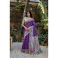 Generic Women's Faux_Tussar Geometric_Print Saree With Unstitched Blouse 5.5Mtr (Purple)
