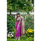 Generic Women's Faux_Tussar Geometric_Print Saree With Unstitched Blouse 5.5Mtr (Purple)