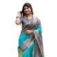 Generic Women's Faux_Tussar Geometric_Print Saree With Unstitched Blouse 5.5Mtr (Rama_Green)