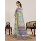 Generic Women's Linen Floral Printed Saree With Unstitched Blouse 5.5Mtr (Pista Green)