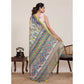 Generic Women's Linen Floral Printed Saree With Unstitched Blouse 5.5Mtr (Pista Green)