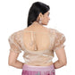 Generic Women's Jimmy Solid Designer Neck Elastic Sleeve Readymade Blouse (Beige 38 , Alterable up to 42)-PID65826