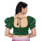 Generic Women's Jimmy Solid Designer Neck Elastic Sleeve Readymade Blouse (Green 38 , Alterable up to 42)-PID65829