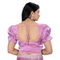 Generic Women's Jimmy Solid Designer Neck Elastic Sleeve Readymade Blouse (Light Pink 38 , Alterable up to 42)-PID65830