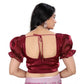 Generic Women's Jimmy Solid Designer Neck Elastic Sleeve Readymade Blouse (Maroon 38 , Alterable up to 42)-PID65831