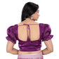 Generic Women's Jimmy Solid Designer Neck Elastic Sleeve Readymade Blouse (Purple 38 , Alterable up to 42)-PID65833