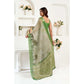 Generic Women's Faux Linen Printed Ready to wear Saree With Unstitched Blouse 5.5Mtr (Light_Green)