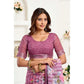 Generic Women's Faux Linen Floral Print Ready to wear Saree With Unstitched Blouse 5.5Mtr (Pink)