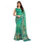 Generic Women's Faux Linen Floral Ready to wear Saree With Unstitched Blouse 5.5Mtr (Green)