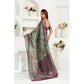 Generic Women's Faux Linen Printed Ready to wear Saree With Unstitched Blouse 5.5Mtr (Multicolor)