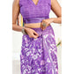 Generic Women's Faux Linen Floral Print Ready to wear Saree With Unstitched Blouse 5.5Mtr (Purple)