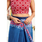 Generic Women's Faux Linen Floral Print Ready to wear Saree With Unstitched Blouse 5.5Mtr (Blue)