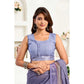 Generic Women's Faux Linen Printed Ready to wear Saree With Unstitched Blouse 5.5Mtr (Light_Lavender)
