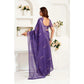 Generic Women's Faux Linen Geometric Print Ready to wear Saree With Unstitched Blouse 5.5Mtr (Purple)