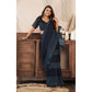 Generic Women's Faux Linen Geometric Print Ready to wear Saree With Unstitched Blouse 5.5Mtr (Black)