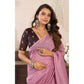Generic Women's Faux Linen Geometric Ready to wear Saree With Unstitched Blouse 5.5Mtr (LightPink)