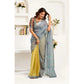 Generic Women's Faux Linen Geometric Ready to wear Saree With Unstitched Blouse 5.5Mtr (Grey)