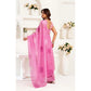 Generic Women's Faux Linen Floral Ready to wear Saree With Unstitched Blouse 5.5Mtr (Light_Pink)