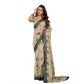 Generic Women's Faux Linen Floral Print Ready to wear Saree With Unstitched Blouse 5.5Mtr (LightBeige)