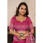 Generic Women's Faux Linen Floral Print Ready to wear Saree With Unstitched Blouse 5.5Mtr (Pink)