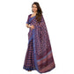 Generic Women's Faux Linen Floral Print Ready to wear Saree With Unstitched Blouse 5.5Mtr (Dark_NavyBlue)