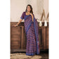 Generic Women's Faux Linen Floral Print Ready to wear Saree With Unstitched Blouse 5.5Mtr (Dark_NavyBlue)
