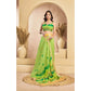Generic Women's Faux Linen Floral Print Ready to wear Saree With Unstitched Blouse 5.5Mtr (Green)