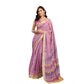 Generic Women's Faux Linen Floral Ready to wear Saree With Unstitched Blouse 5.5Mtr (Lavender)