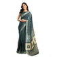 Generic Women's Faux Linen Floral Ready to wear Saree With Unstitched Blouse 5.5Mtr (Light_Teal)
