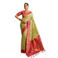 Generic Women's Silk Blend Booti Work Ready to wear Saree With Unstitched Blouse 5.5Mtr (Green)