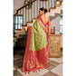 Generic Women's Silk Blend Booti Work Ready to wear Saree With Unstitched Blouse 5.5Mtr (Green)
