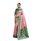 Generic Women's Silk Blend Booti Work Ready to wear Saree With Unstitched Blouse 5.5Mtr (Peach)