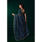 Generic Women's Net Sequence Saree With Unstitched Blouse 5.5Mtr (Blue)