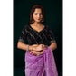 Generic Women's Net Sequence Saree With Unstitched Blouse 5.5Mtr (Lavender)