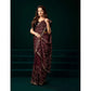 Generic Women's Net Sequence Saree With Unstitched Blouse 5.5Mtr (Maroon)