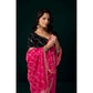 Generic Women's Net Sequence Saree With Unstitched Blouse 5.5Mtr (Pink)
