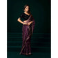Generic Women's Net Sequence Saree With Unstitched Blouse 5.5Mtr (Purple)