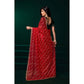 Generic Women's Net Sequence Saree With Unstitched Blouse 5.5Mtr (Red)
