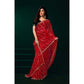 Generic Women's Net Sequence Saree With Unstitched Blouse 5.5Mtr (Red)