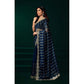 Generic Women's Net Sequence Saree With Unstitched Blouse 5.5Mtr (Blue)