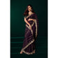 Generic Women's Net Sequence Saree With Unstitched Blouse 5.5Mtr (Wine)