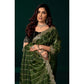 Generic Women's Net Sequence Saree With Unstitched Blouse 5.5Mtr (Green)