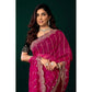 Generic Women's Net Sequence Saree With Unstitched Blouse 5.5Mtr (Pink)