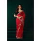 Generic Women's Net Sequence Saree With Unstitched Blouse 5.5Mtr (Red)